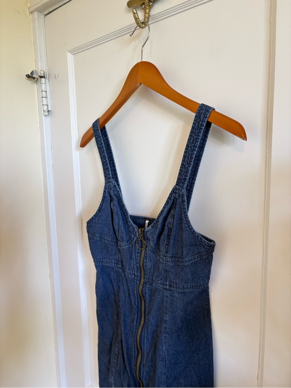Free People Marjorie Denim Zip Front Mini Dress Size 2 - Picture 3 of 8